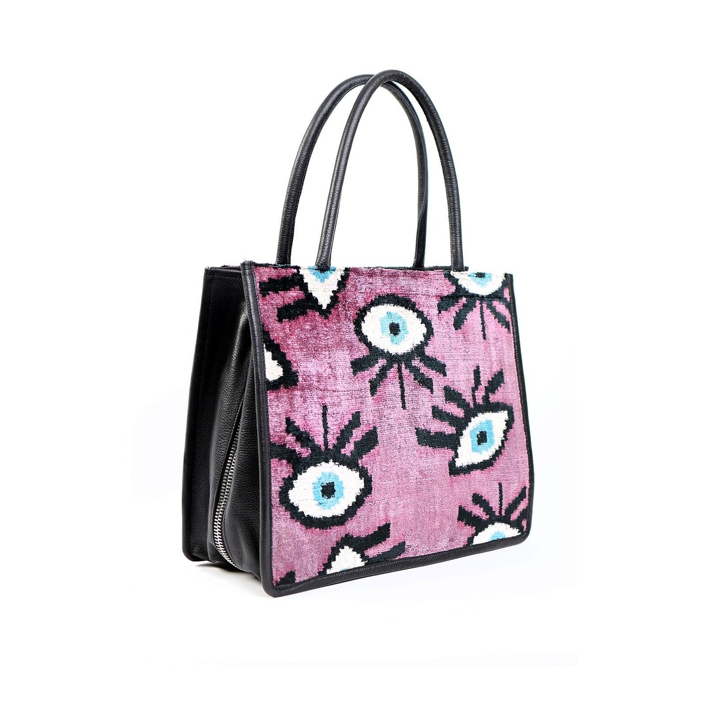 Large Leather & Silk Tote Bag - Bernadette