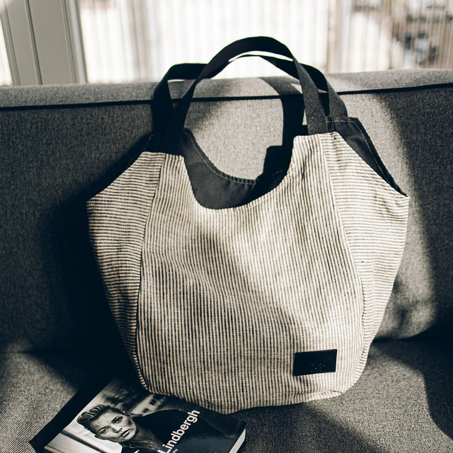 Striped Linen Tote Bag