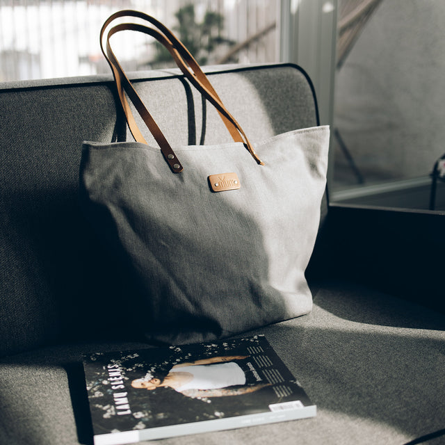 Grey Denim Tote Bag