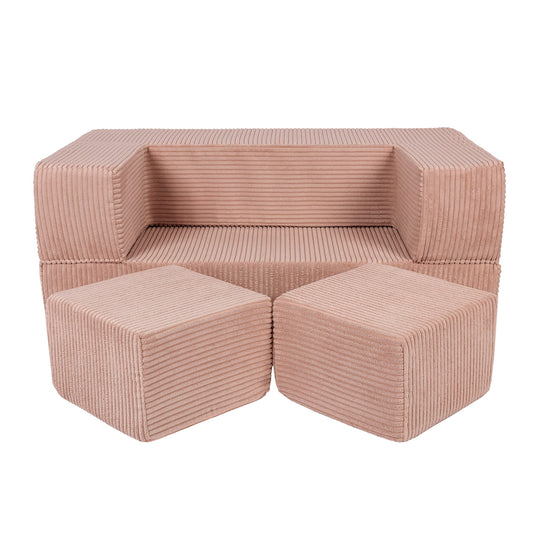 MeowBaby® Soft Velvet Cube Sofa - Powder Pink