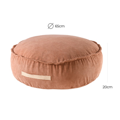 MeowBaby® Corduroy Pouf Round – Designer Seating for Children - Brick