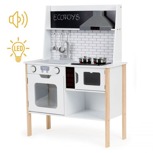 Wooden Play Kitchen with Sound and Light