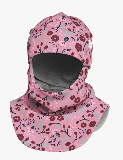 Thermal Merino Balaclava For Kids CLAVAN - Autumn Flowers