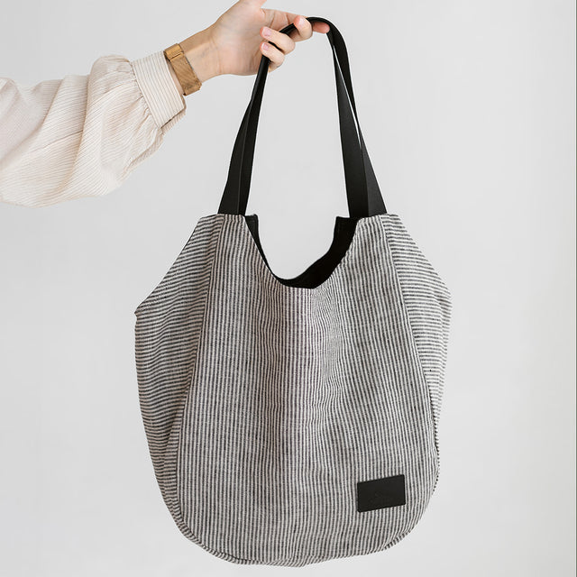 Striped Linen Tote Bag