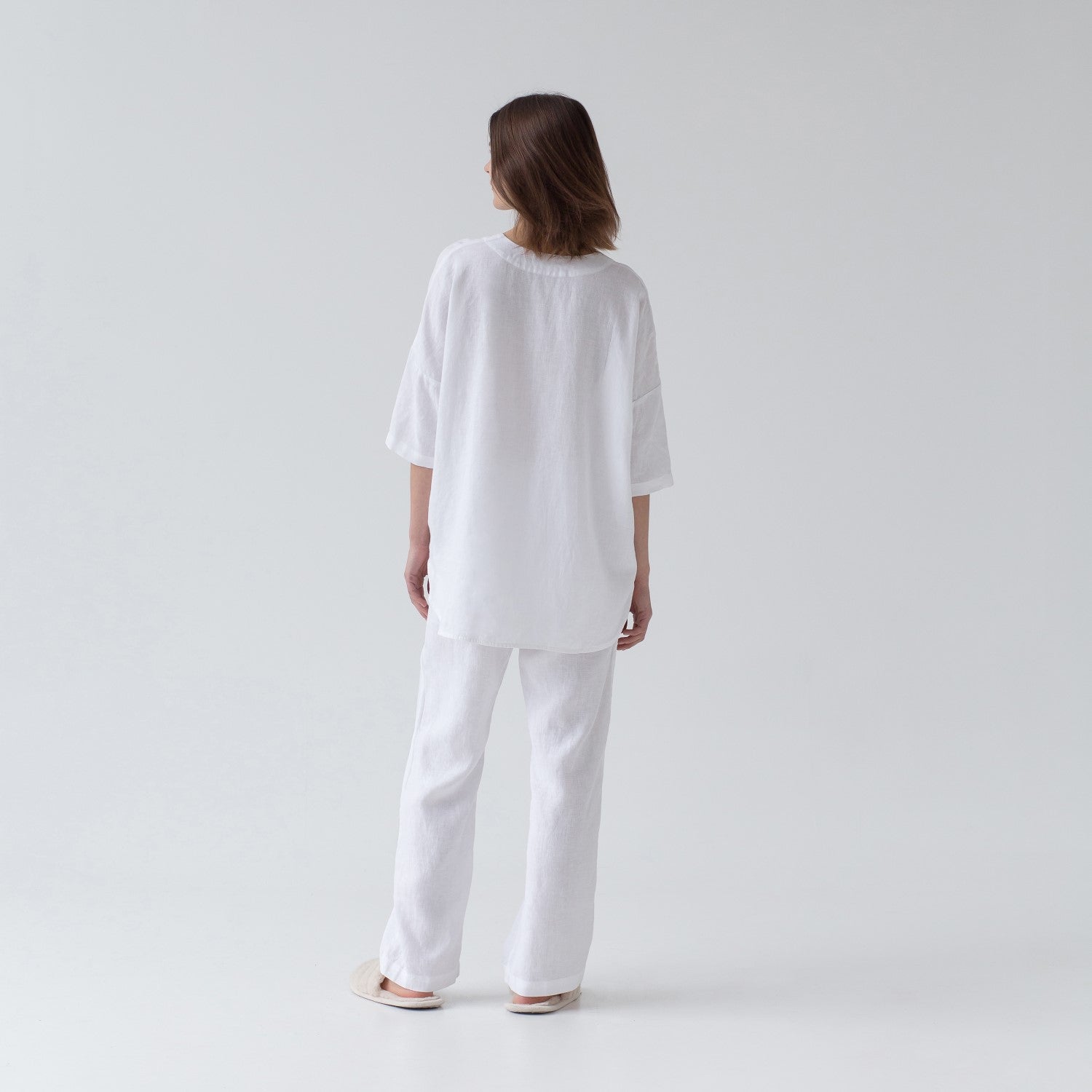 Linen Primrose Loungewear Set - Optical White