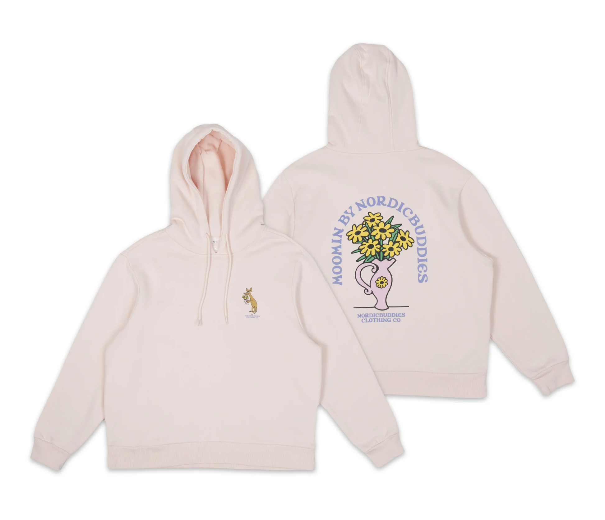 Sniff Flower Bouquet Hoodie Ladies - Light Pink