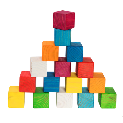 Hand-made Colorful Wooden Building Blocks for Kids – 16 pieces