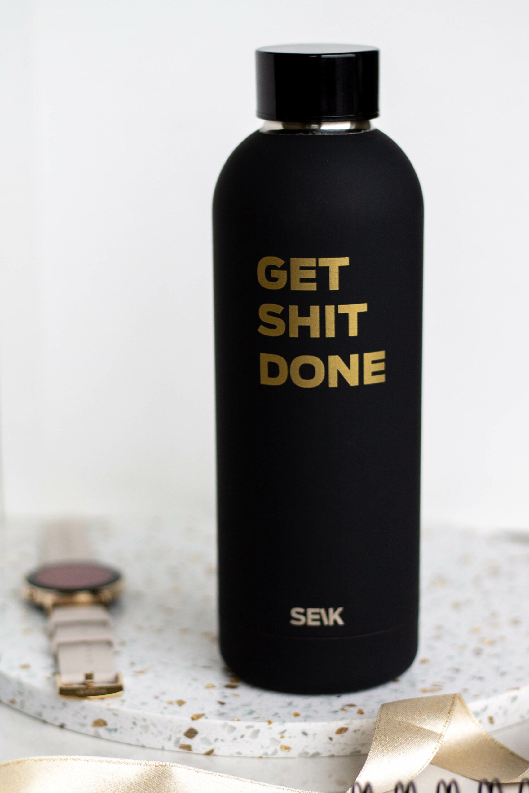 SEIK water bottle / thermos - Get shit done - black 500 ml steel