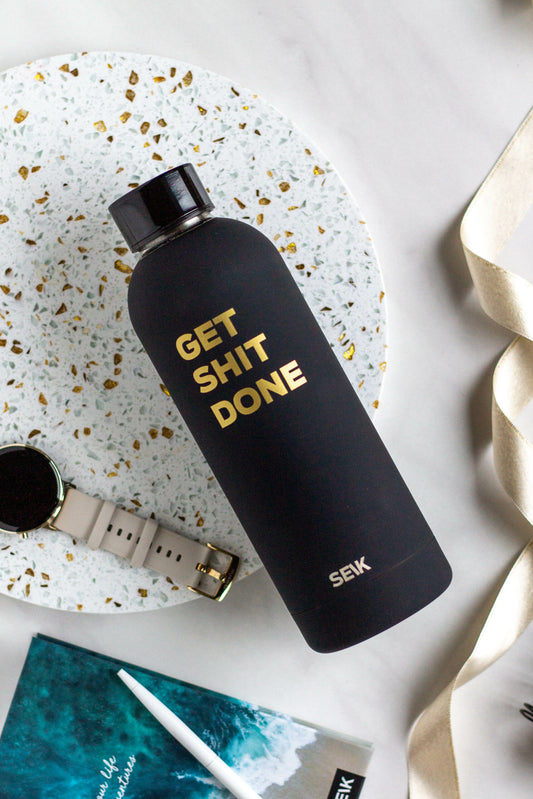 SEIK water bottle / thermos - Get shit done - black 500 ml steel