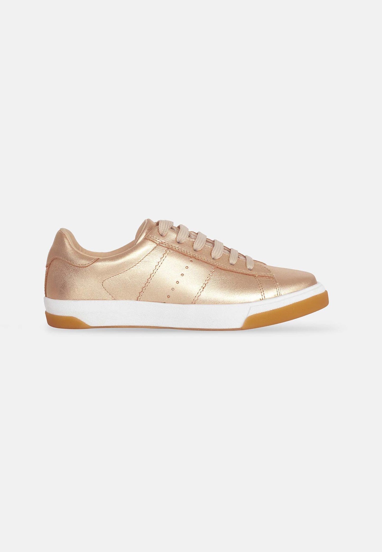 Women's Leather Sneakers - Metallic Golden